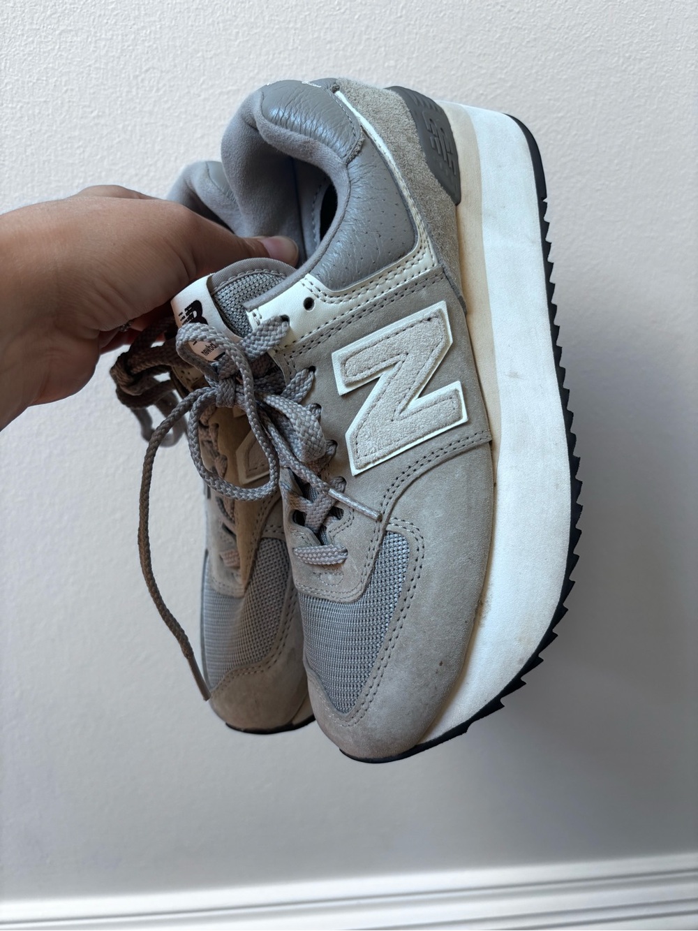 New Balance platform Gray Suede & Mesh Sneakers